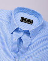 Denia Blue Dobby Check Premium Giza Cotton Shirt