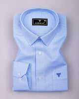Denia Blue Dobby Check Premium Giza Cotton Shirt