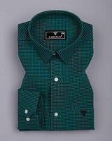 Lolo Teal Green With White Small Check Oxford Cotton Shirt