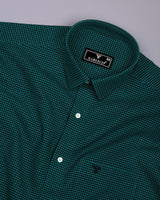 Lolo Teal Green With White Small Check Oxford Cotton Shirt