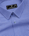 Lolo Navy Blue With White Small Check Oxford Cotton Shirt