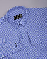 Lolo Navy Blue With White Small Check Oxford Cotton Shirt