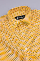 Yellow with white printed cotton shirt