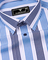 Standy Blue With White Stripe Cotton Shirt