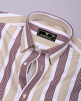 Standy Brown With Cream Stripe Cotton Shirt