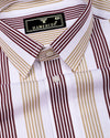 Standy Brown With Cream Stripe Cotton Shirt