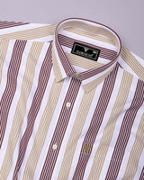 Standy Brown With Cream Stripe Cotton Shirt