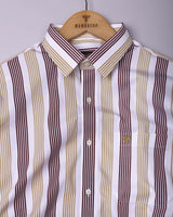 Standy Brown With Cream Stripe Cotton Shirt