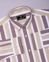 Standy Brown With Cream Stripe Cotton Shirt