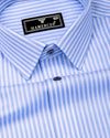 Caleno Blue With White Stripe Premium Giza Shirt