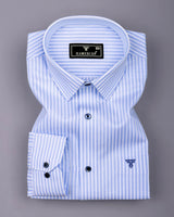 Caleno Blue With White Stripe Premium Giza Shirt