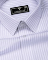 Caleno Silver With White Stripe Premium Giza Shirt