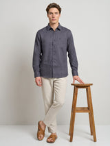 Luminor Gray Formal Linen Shirt