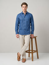 Luminor Blue Formal Linen Shirt