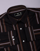 Levix Brown With White Stripe Cotton Shirt