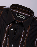 Levix Brown With White Stripe Cotton Shirt