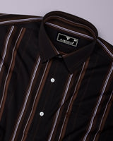 Levix Brown With White Stripe Cotton Shirt