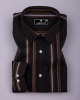 Levix Brown With White Stripe Cotton Shirt