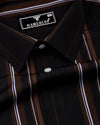 Levix Brown With White Stripe Cotton Shirt