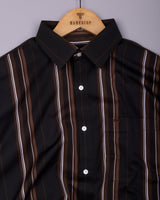Levix Brown With White Stripe Cotton Shirt
