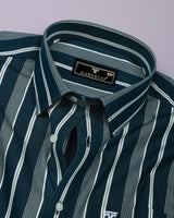 Morpich Green With White Stripe Cotton Shirt