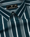 Morpich Green With White Stripe Cotton Shirt