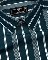 Morpich Green With White Stripe Cotton Shirt
