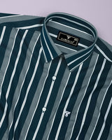 Morpich Green With White Stripe Cotton Shirt