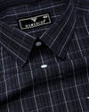 Pirel Black With White Check Cotton Shirt