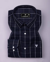 Aegean Blue With White Jacquard Check Premium Gizza Shirt