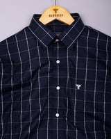 Aegean Blue With White Jacquard Check Premium Gizza Shirt