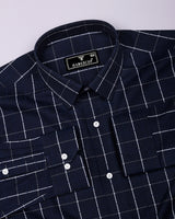 Aegean Blue With White Jacquard Check Premium Gizza Shirt