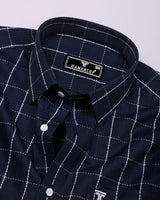 Aegean Blue With White Jacquard Check Premium Gizza Shirt