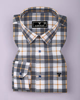 Selvo Blue With Orange Check Dobby Cotton Shirt