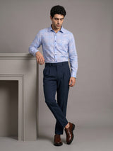 Grison Blue With White Check Formal Cotton Shirt