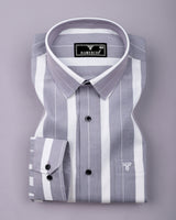 Varnish Light Gray With White Twill Stripe Cotton Shirt