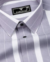 Varnish Light Gray With White Twill Stripe Cotton Shirt