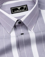 Varnish Light Gray With White Twill Stripe Cotton Shirt
