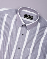 Varnish Light Gray With White Twill Stripe Cotton Shirt