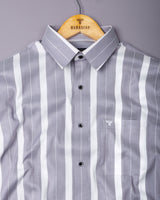 Varnish Light Gray With White Twill Stripe Cotton Shirt