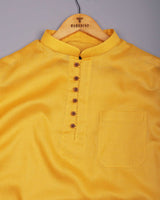 Libra Turmeric Yellow Solid Linen Cotton Shirt Style Kurta