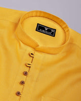 Libra Turmeric Yellow Solid Linen Cotton Shirt Style Kurta