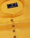 Libra Turmeric Yellow Solid Linen Cotton Shirt Style Kurta