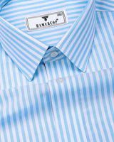 Alfa BabyBlue With White Bengal Stripe Oxford Cotton Shirt
