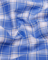 Flavo Blue With Gray Dobby Check Formal Cotton Shirt