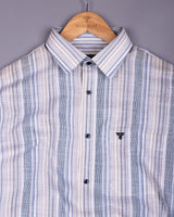 Elora Blue Multi Stripe Linen Cotton Shirt