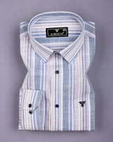 Elora Blue Multi Stripe Linen Cotton Shirt