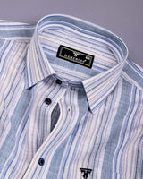 Elora Blue Multi Stripe Linen Cotton Shirt