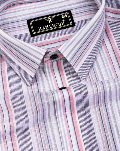 Elora Pink Multi Stripe Linen Cotton Shirt