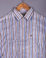 Lorix Brown Multi Stripe Linen Cotton Shirt